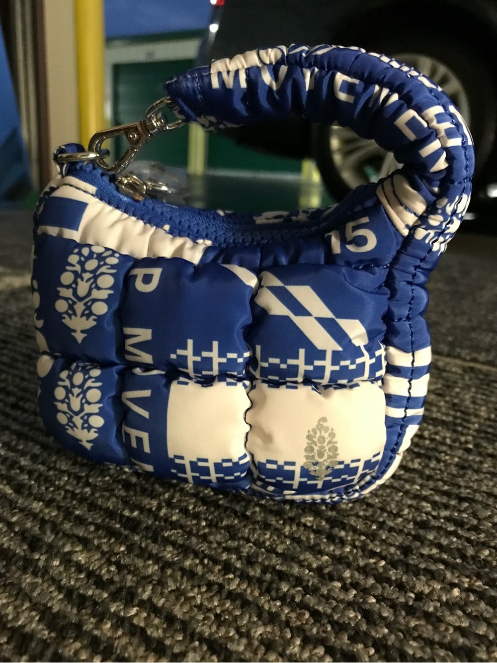 FP Movement by Free People Blue and White Quilted Mini Top-Handle Bag
